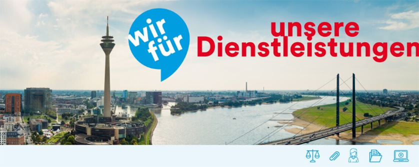 Fernsehturm, Stadtübersicht Düsseldorf, Rheinufer - Wir für unsere Dienstleistung