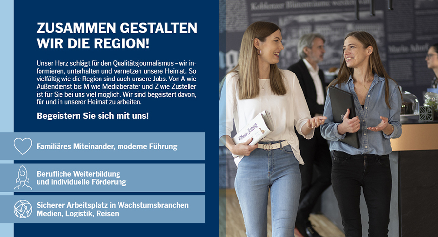 Rhein-Kurier GmbH - Zusammen gestalten wir die Region! Berufliche Weiterbildung - Familiäres Miteinander - Sicherer Arbeitsplatz