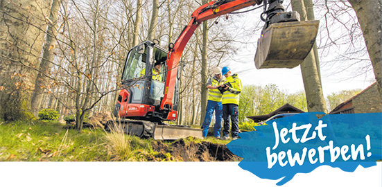 Jetzt bewerben! - Baustellenarbeiter und Bagger