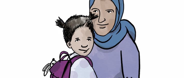 Frau und Mädchen