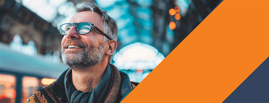 Freundlicher Mann am Bahnhof