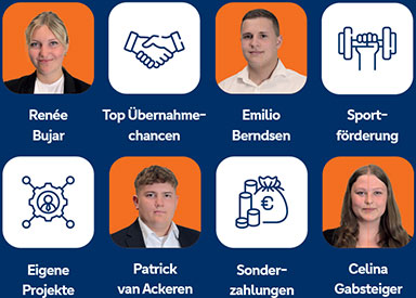 Renée Bujar, Top Übernahme-chancen, Emilio Berndsen , Sportförderung, Eigene Projekte, Patrick van Ackeren, Sonderzahlungen, Celina Gabsteiger
