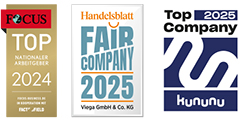 Focus Top-Arbeitgeber 2024 - Handelsblatt Fair company 2024 - Top company 2025 kununu