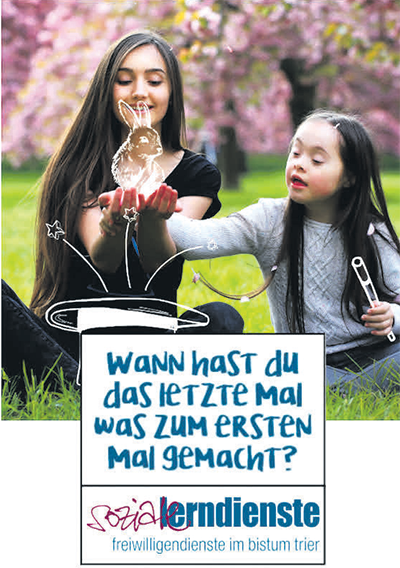 2 Mädchen mit Hase und 1 Kaninchen - Wann hast du das letzte Mal was zum ersten Mal gemacht Soziale Lerndienste im Bistum Trier