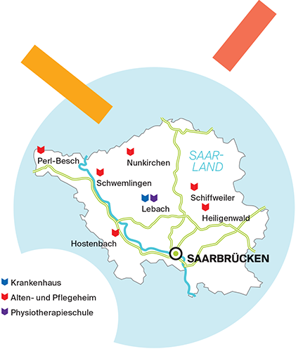 Map SAARLAND - SAARBRÜCKEN Krankenhaus Alten- und Pflegeheim Physiotherapieschule