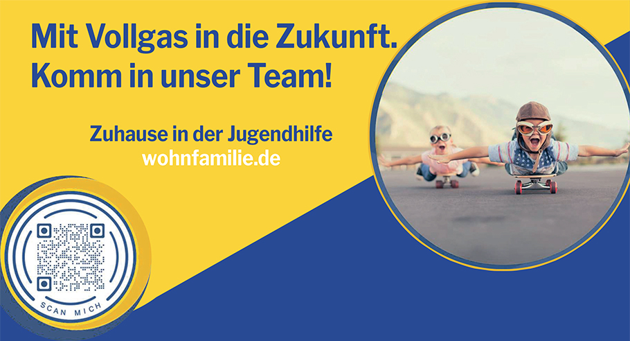 Mit Vollgas in die Zukunft. Kommin unser Team! Zuhause in der Jugendhilfe wohnfamilie.de