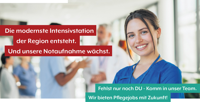 Die modernste Intensivstation der Region entsteht. Und unsere Notaufnahme wächst. Fehlst nurnoch DU - Komm in unser Team. Wirbieten Pflegejobs mit Zukunft!