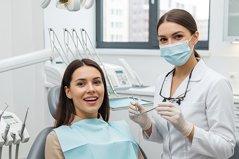 Zahnarzt und Patientin