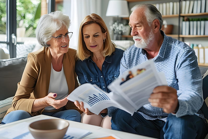 Senioren lesen Dokumente