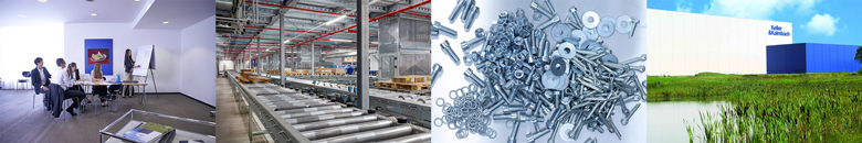 Bürobesprechung, Lager, Schrauben und Firmengebäude