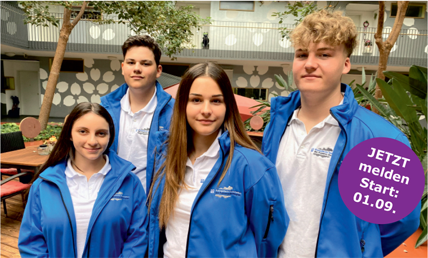 JETZT melden Start 01.09 Glückliches junges Team