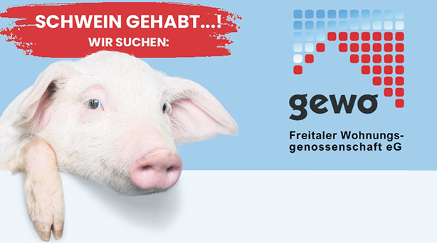 Gewo-Freitaler Wohnungsgenossenschaft eG - SCHWEIN GEHABT...! WIR SUCHEN: