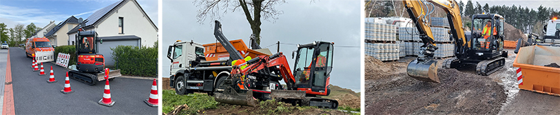 3 Bilder einer Baustelle während der Bauarbeiten