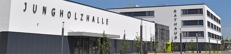 Jungholzhalle und Rathaus Meckenheim