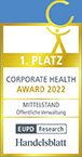 1. PLATZ CORPORATE HEALTH AWARD 2022 MITTELSTAND EUPD Research Handelsblatt