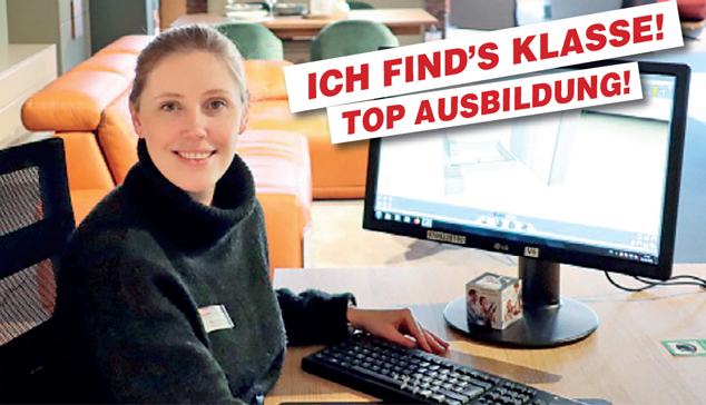 Frau am Tisch Ich finde's klasse!