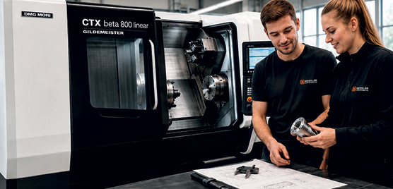 Mitarbeiter mit der Maschine DMG MORI CTX beta 800 linear