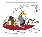 viele Tiere in einem Boot