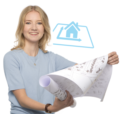 Frau mit dem Planungsplan in der Hand