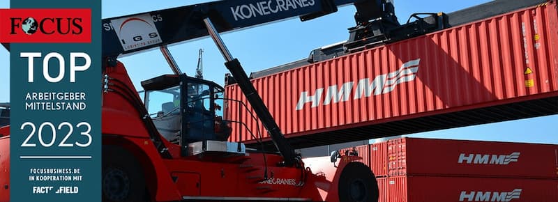 HMM - roter Container - FOCUS TOP ARBEITGEBER MITTELSTAND 2023