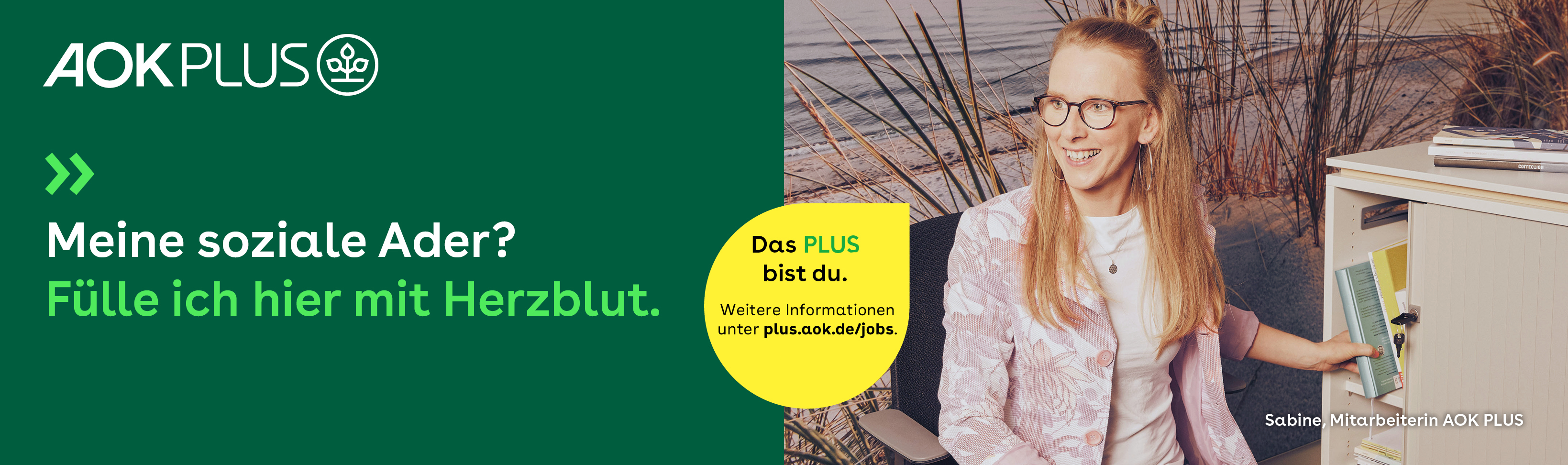 Frau - AOK PLUS - Das PLUS bist du: plus.aok.de/jobs