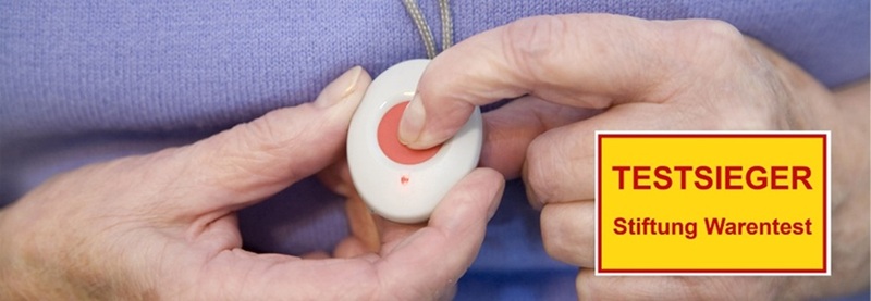 Notrufknopf mit Testsieger-Siegel