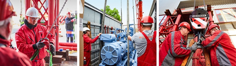 Arbeiter bei Maschinenmontage und -installation