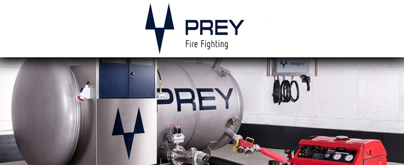 Löschtechnik-Anlage mit PREY-Logo.