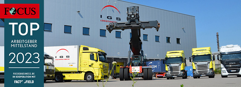 geparkte Lkw - FOCUS TOP ARBEITGEBER MITTELSTAND 2023
