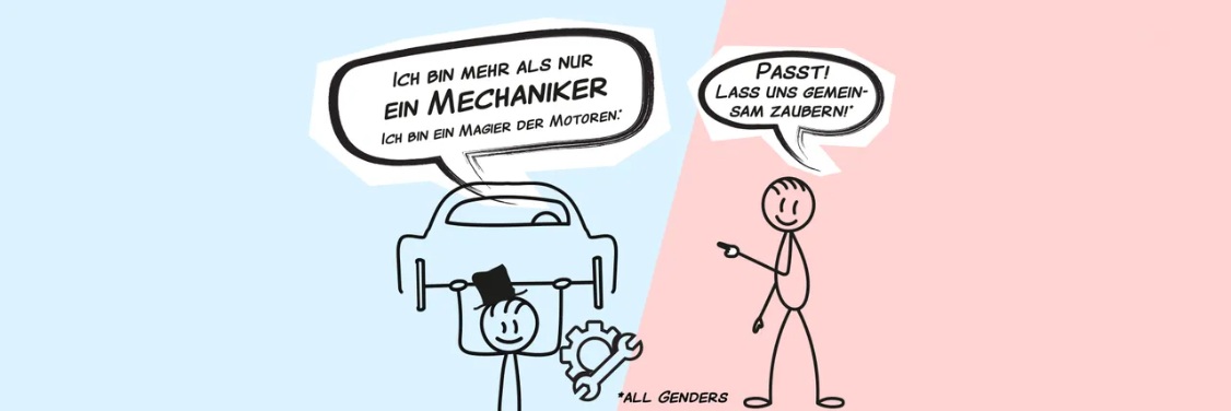 Strichmännchen reden über Berufe.