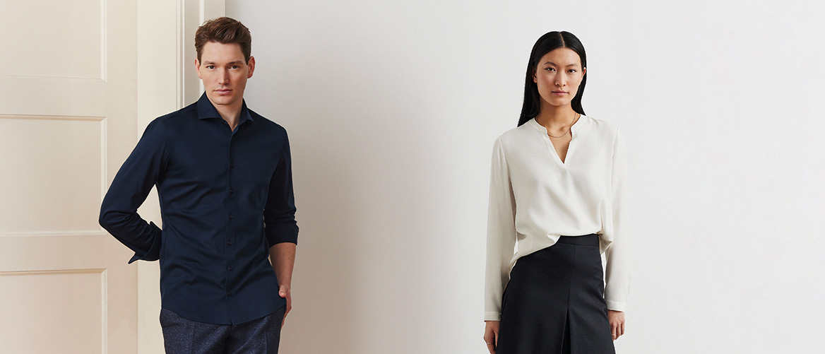 Mann und Frau in weißen Hemden