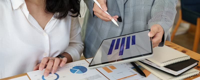 Damen diskutieren über einige Grafiken