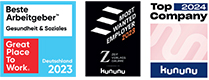 Auszeichnungen Beste Arbeitgeber great place to work 2023 Top Company kununu