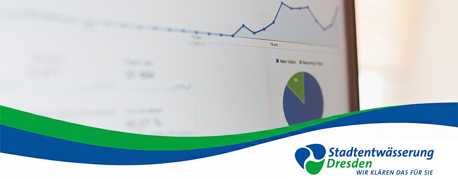 Stadtentwässerung Dresden - Bildschirm mit Diagrammen