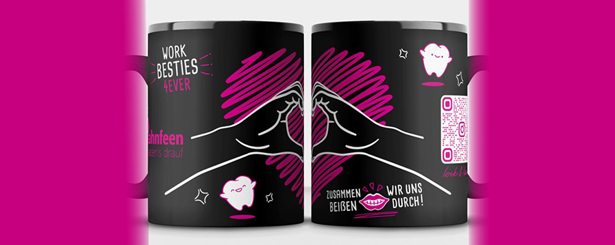 Work Besties Tassen mit pinkem Design