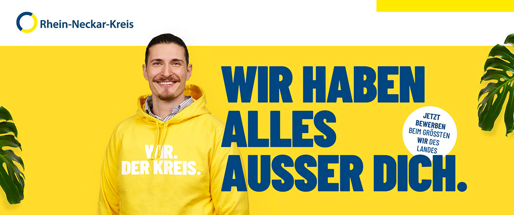 Rhein-Neckar-Kreis - Mann im gelben Hoodie - Jetzt bewerben beim grössten wir des Landes. - WIR HABEN ALLES AUSSER DICH.