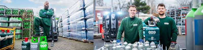 Mitarbeiter mit Gasflaschenlager