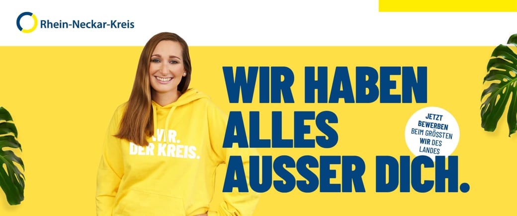 Rhein-Neckar-Kreis - Frau im gelben Hoodie - Jetzt bewerben beim grössten wir des Landes. - Wir haben alles außer dich