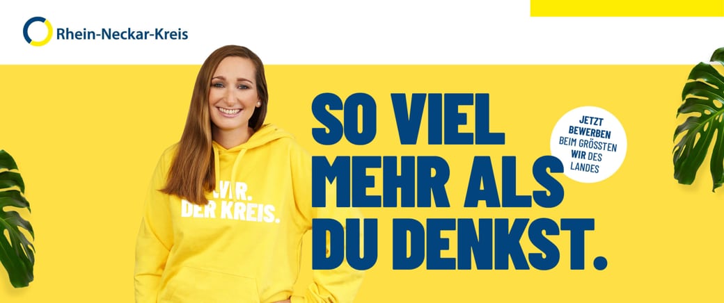 Rhein-Neckar-Kreis - Frau im gelben Hoodie - Jetzt bewerben beim grössten wir des Landes. - Wir haben alles außer dich