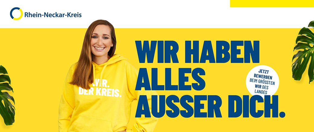 Rhein-Neckar-Kreis - Frau im gelben Hoodie - Jetzt bewerben beim grössten wir des Landes. - WIR HABEN ALLES AUSSER DICH.