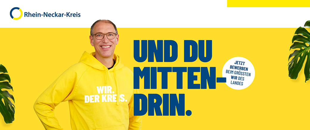 Rhein-Neckar-Kreis - Mann im gelben Hoodie - Jetzt bewerben beim grössten wir des Landes. - UND DU MITTENDRIN.