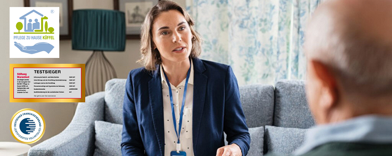 Frau im Gespräch mit einem Mann - Pflege zu Hause Küffel GmbH
